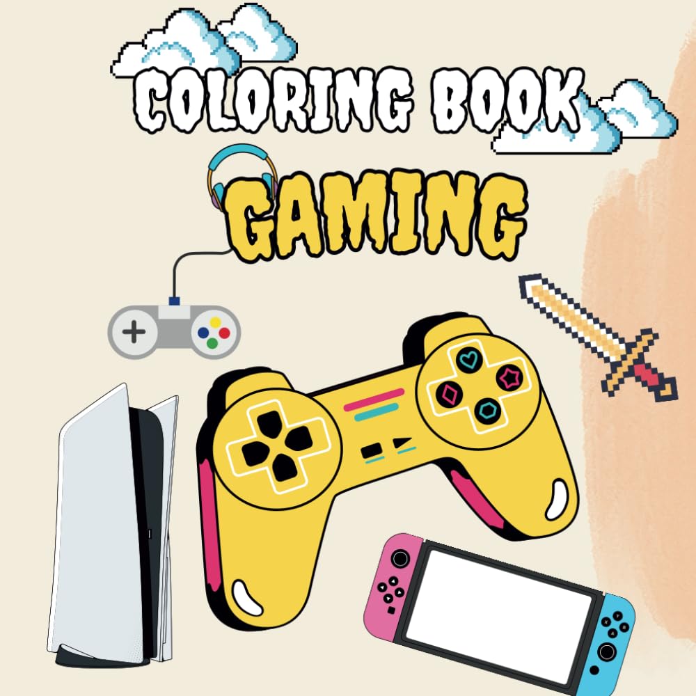 coloring book gaming bold & easy for kids: setups and coumpter and video games coloring pages