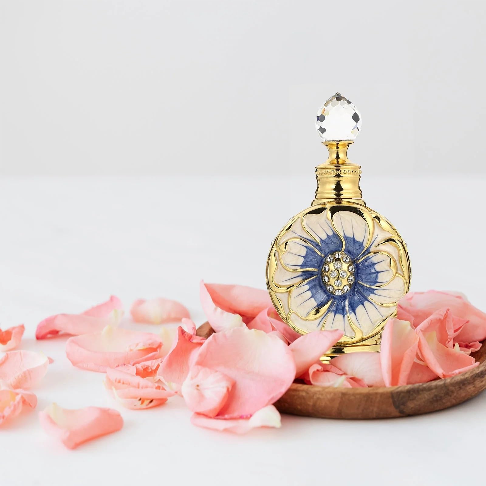 Bottiglia Di Profumo In Vetro Vintage Bottiglia di profumo da 12 ml di olio essenziale da viaggio, dispenser vuoto in vetro, contenitore di conservazione sicura vintage con chiusura ermetica(Blue)