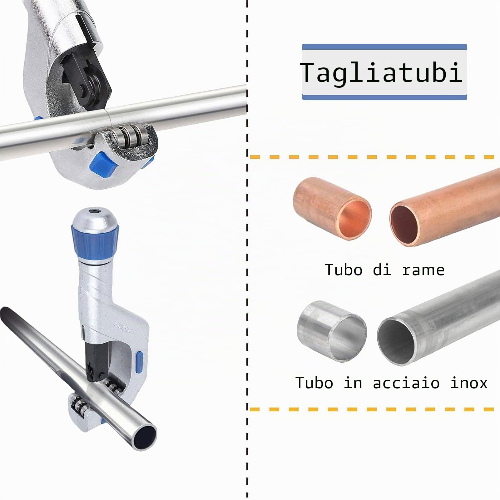 Tagliatubi in Acciaio Inossidabile, tagliatubi, Compatibile con Tubi 6mm a 70mm, per Tagliare Tubi in Rame, Alluminio e Acciaio Inossidabile
