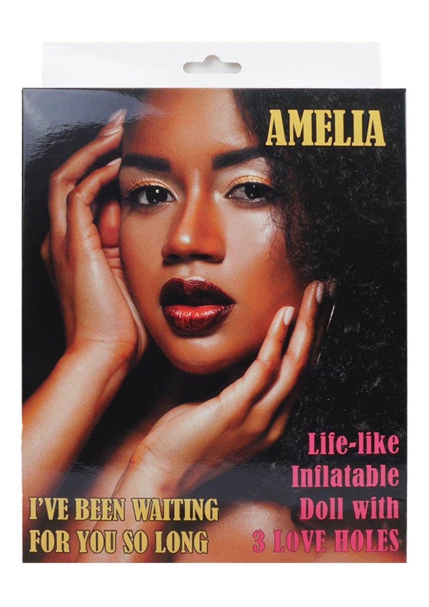 AMELIA - Muñeca hinchable, color negro, tamaño real, 3 orificios, color negro