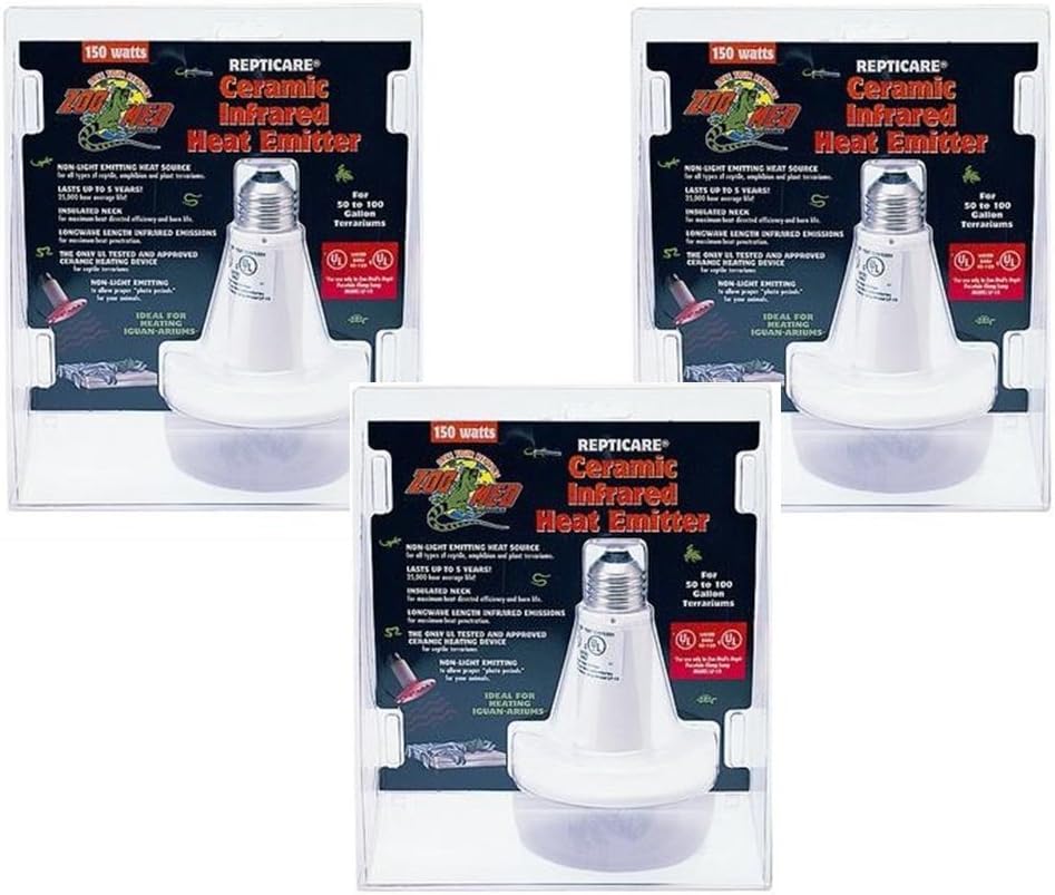 Zoo Med ReptiCare Ceramic Infrared Heat Emitters 150 Watts (3 Pack