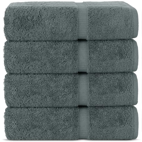 Chakir Turkish Linens | Hotel & Spa Quality 100% Cotton Premium Turkish Towels | Soft & Absorbent (4-Piece Bath Towels, Dark Gray)