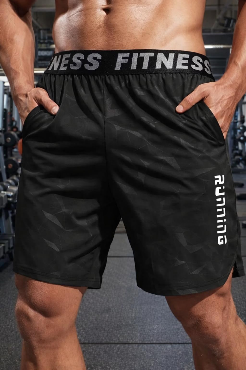 Pantalones cortos de entrenamiento de secado rápido para hombre, transpirables, elásticos, para correr, entrenamiento, atléticos — view 2
