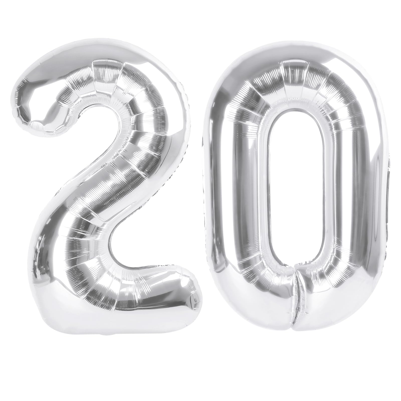 20 Balloons Number, 20th Birthday Decorations for Women Men, Numbers 20 Balloons 40 In Silver Birthday Party Decorations for Wedding, Celebration