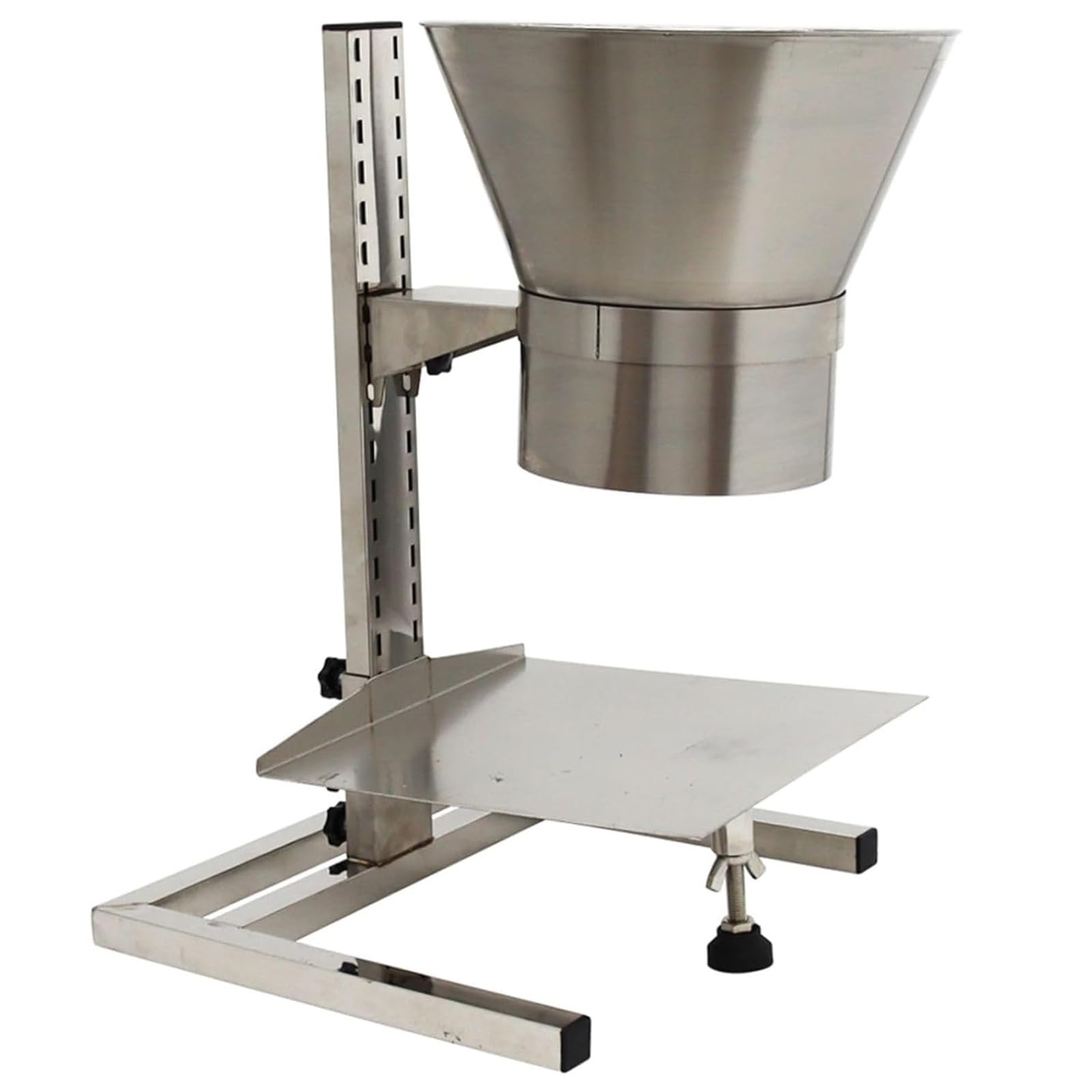 Tolva de alimentación de acero inoxidable con soporte de soporte, embudo de llenado manual, tolva de alimentación de cocina de grado alimenticio con plataforma de elevación para rellenar gránulos