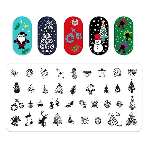 Miniatura 2 de Placa de estampado de uñas de Navidad, DANNEASY 6 piezas de sellos de uñas, plantillas de arte de uñas, plantilla de uñas navideñas, kit de