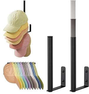 Retractable Hat Rack for Wall, 2PCS Hat Hanger, Organizer for Baseball Caps | Black Metal Wall-mounted Hat Holder with Extendable Rod from 6 to 9.8", Vertical or Horizontal Mounting for Closet, Bedroom