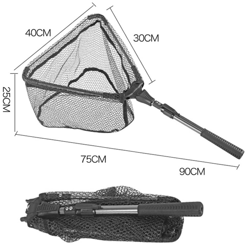 Épuisette De Pêche Télescopique Pliable - Filet En Nylon, Anneau 44x30 Cm, Flottante - Pour Pêche En Kayak, Rivière, Mer
