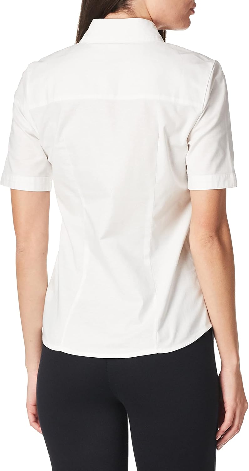 Lee Uniforms Juniors' Short Sleeve Stretch Oxford Blouse, White, 3X - Image 2