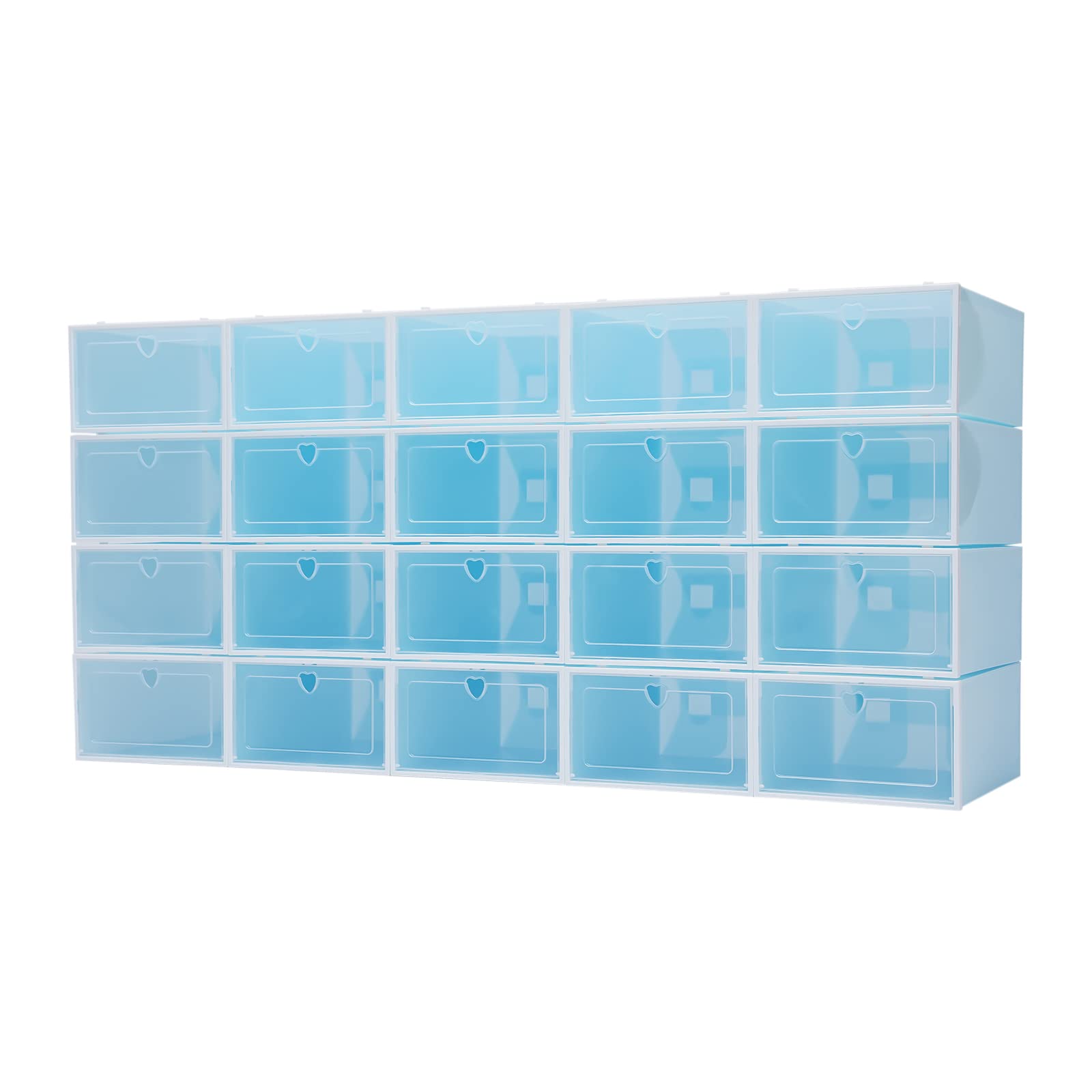 20 scatole per scarpe, trasparenti, 33 x 23 x 14 cm, impilabili, adatte per riporre scarpe, attrezzi, riviste, giocattoli, ecc. (blu)
