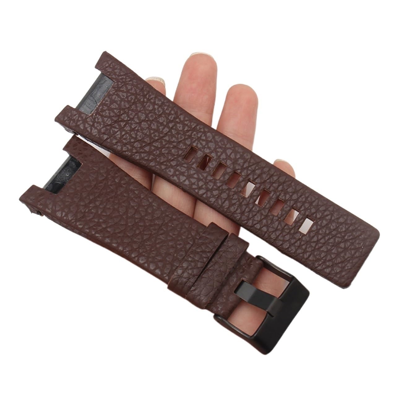 LUGEMA Ceinture de montre en quartz masculin 3 2 mm Interface concave Broupe en cuir marron noir compatible avec le diesel DZ1216 1273 4246 Boucle d'épingle + Outil