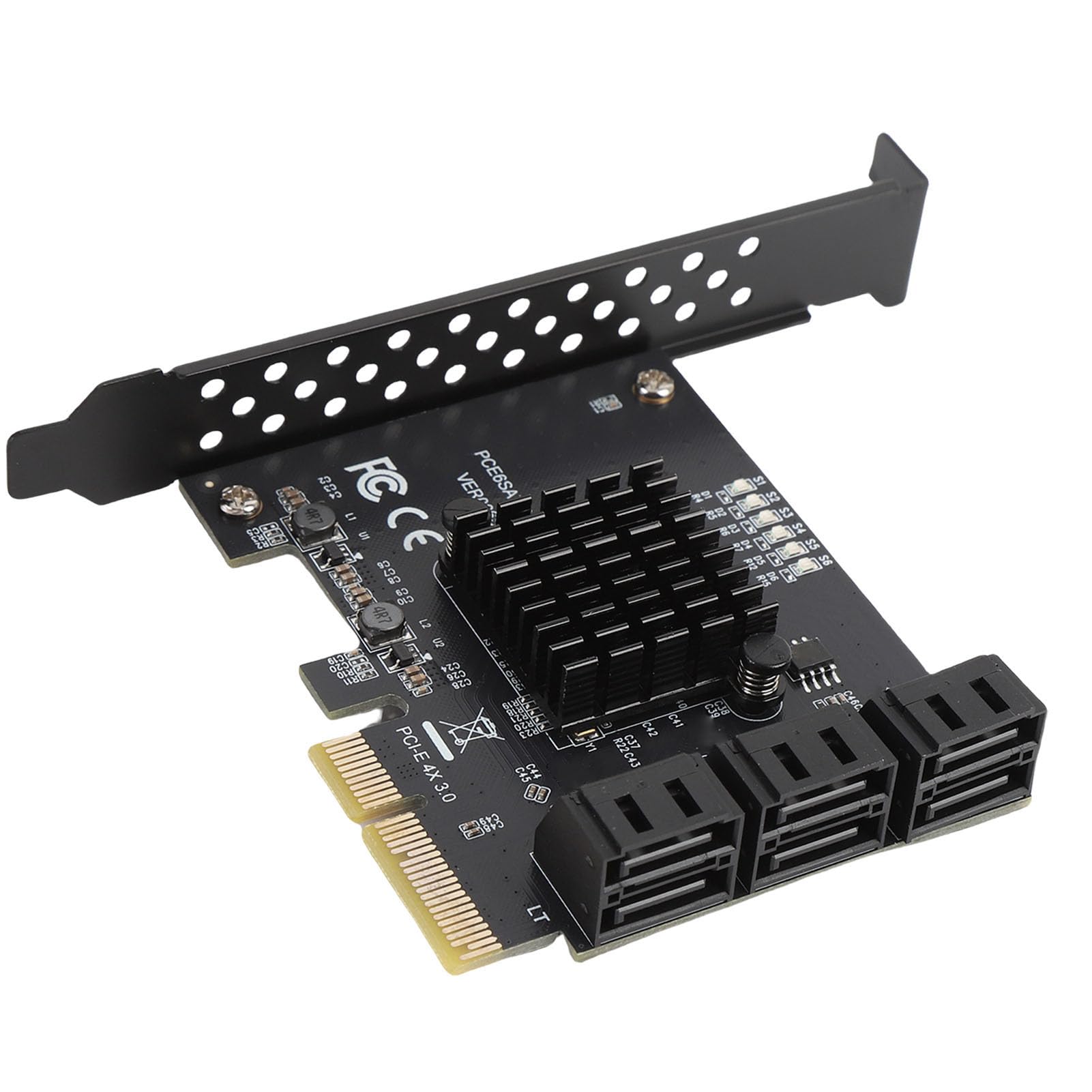 ASHATA Scheda di espansione a 6 porte, adattatore PCIE a 6 porte per disco rigido con chipset ASM1166 per velocità di trasferimento veloce e prestazioni stabili