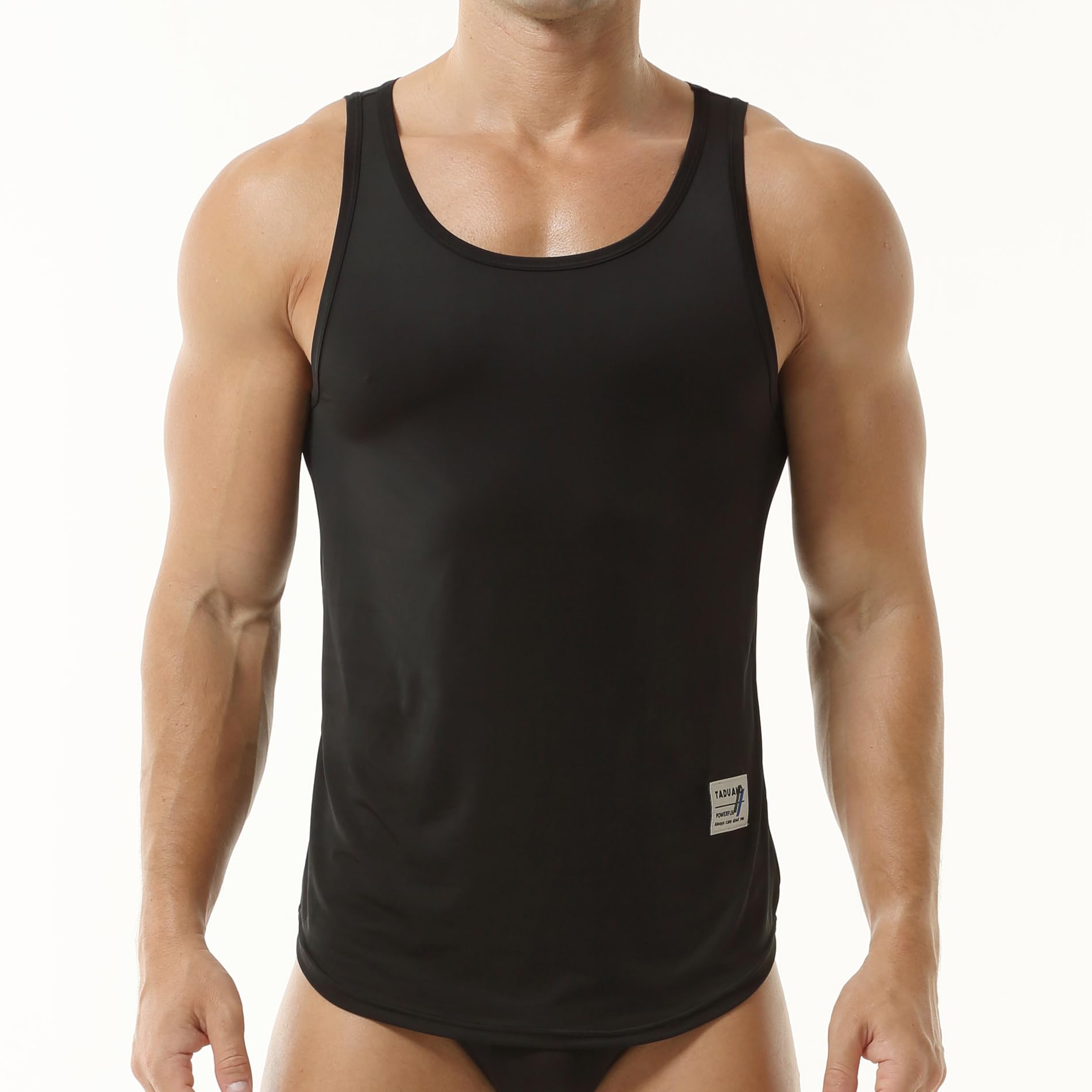 Taduano Men's Black Tank Tops Gym Workout Running Athletic Sleeveless Muscle Tees Shirts(Xl,)