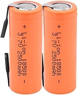 ILOJ 18500 3.7v 2500mah Lithium Ba, with 2 Welding Tabs for LED Flashlight Headlight Mechanical Mod Instrument,2pieces