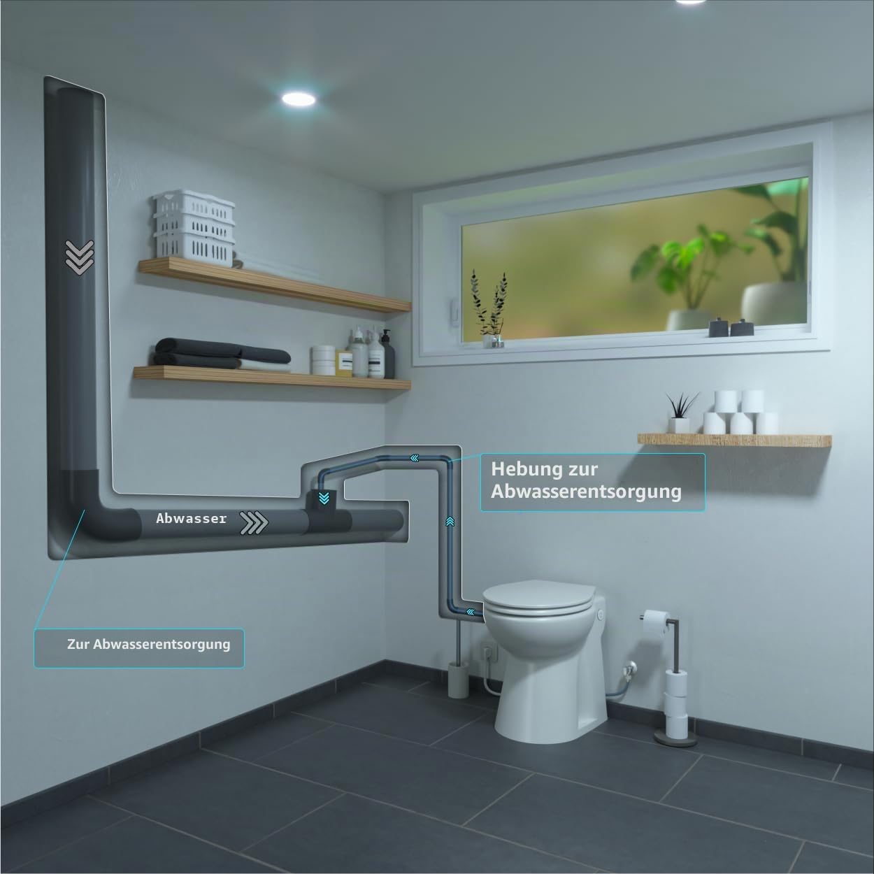 Aquacompact Compact - Stand-WC mit integriertem Zerkleinerer - Made in France