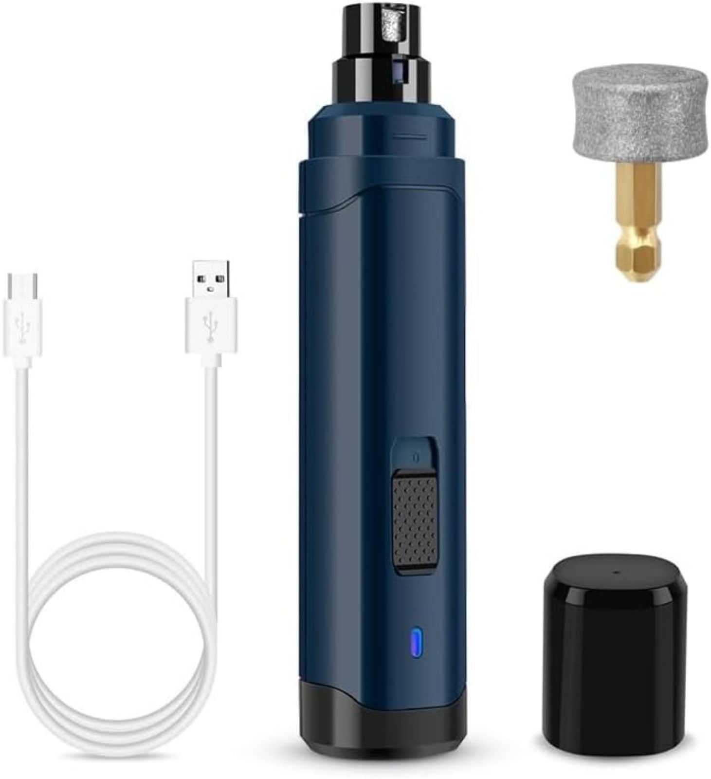 Molinillo de uñas recargable para mascotas, carga USB, bajo ruido, 2 velocidades, luz LED, lima eléctrica de uñas para perros, gatos, mascotas grandes y pequeñas