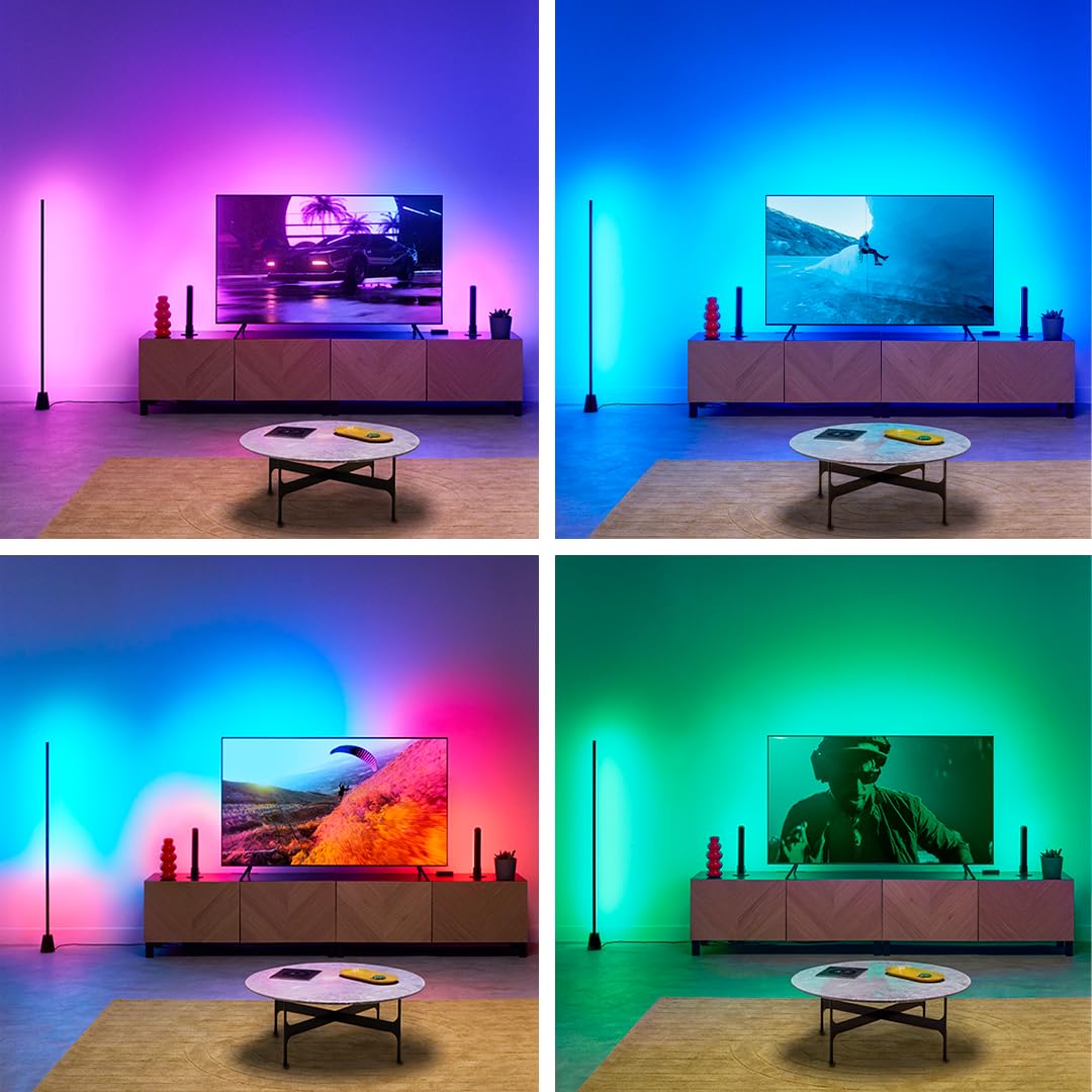 WiZ HDMI Sync Box con retroiluminación de TV - Sincroniza la luz con tus películas, juegos y música - HDMI 2.0 - Soporta 4K a 60Hz - Tira LED RGBIC para televisores de 55 a 65 pulgadas