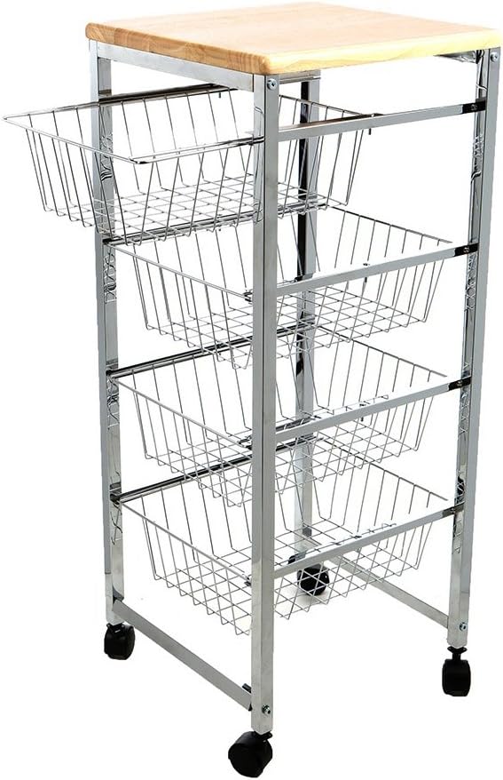 Mind Reader Stainless Steel Mobile Kitchen Cart, Bar Cart, Office Cart, Utility Cart