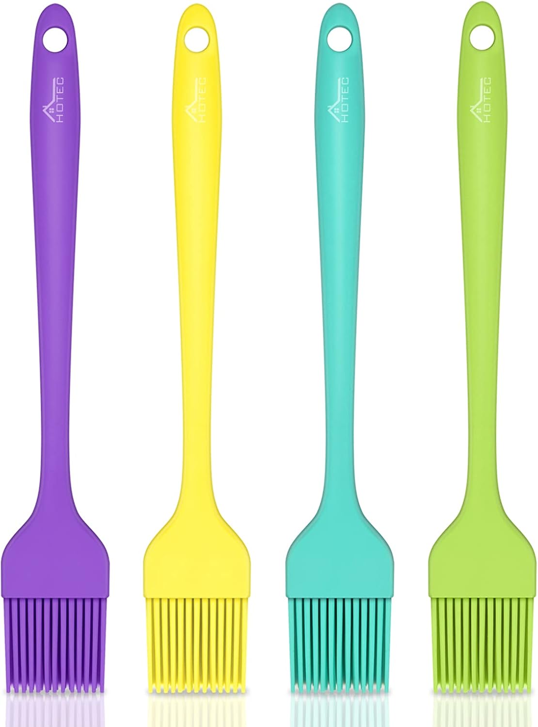 Hotec 4 pieces Set Basting Brushes 8-inch Silicone Heat Resistant Pastry Brushes Spread Oil Butter Sauce Marinades for BBQ Grill Barbecue Baking Kitchen Cooking BPA Free Dishwasher Safe