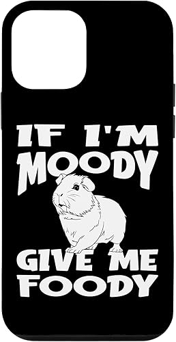 Funda divertida para iPhone 12 mini con diseño de conejillo de indias con texto en inglés "If Im Moody Give Me Foody"