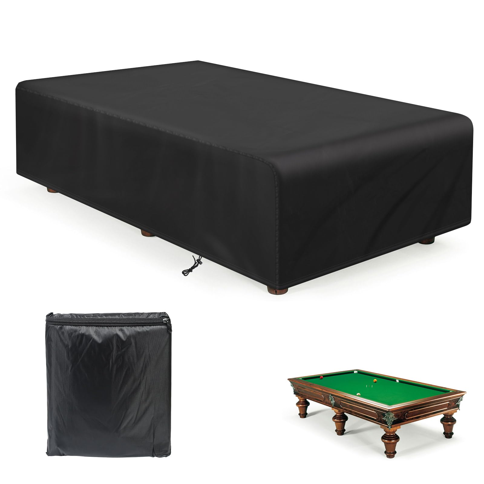 YedZen 7 ft 225x116x82cm Waterproof Pool Table Cover, Dustproof Pool Table Covers, Snooker Table Cover with Drawstring & Storage Bag for Billiard Tables