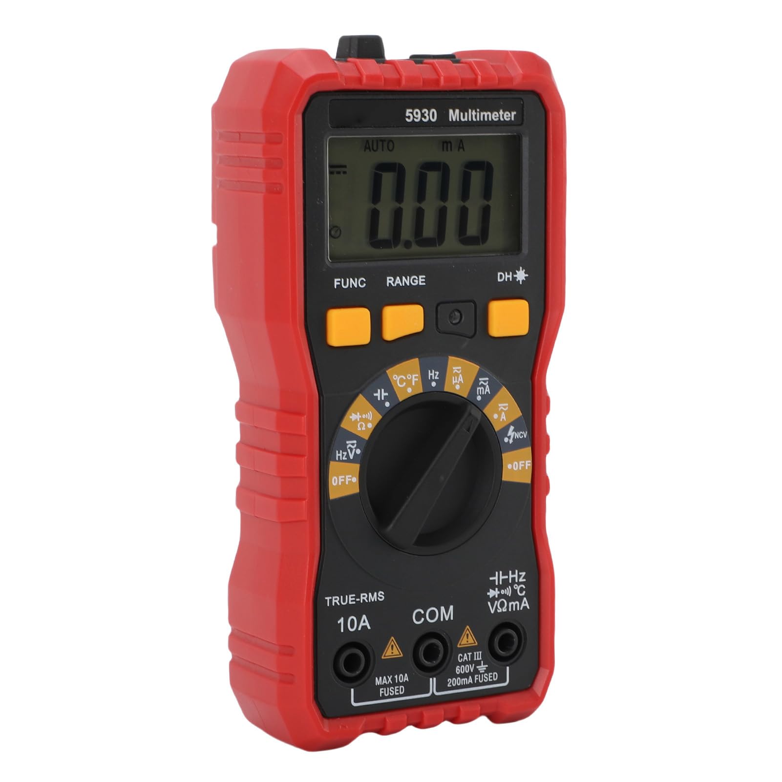 Probador de Condensadores Multímetro Digital Ohmímetro 600V 10A 20mΩ con Funda Protectora de Goma, Soporte Retráctil para Aficionados a la Electrónica