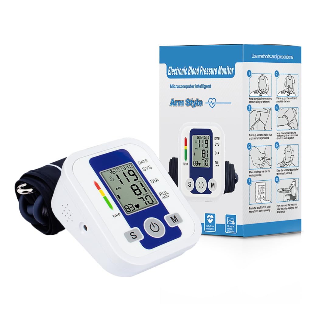 Lvozize Tensiómetro de Brazo Digital, Medidor Tension Arterial con Control de Ajuste del Manguito Medición Precisa de la Presión Arterial y el Pulso Aparato Tension Arterial con Función de Memoria