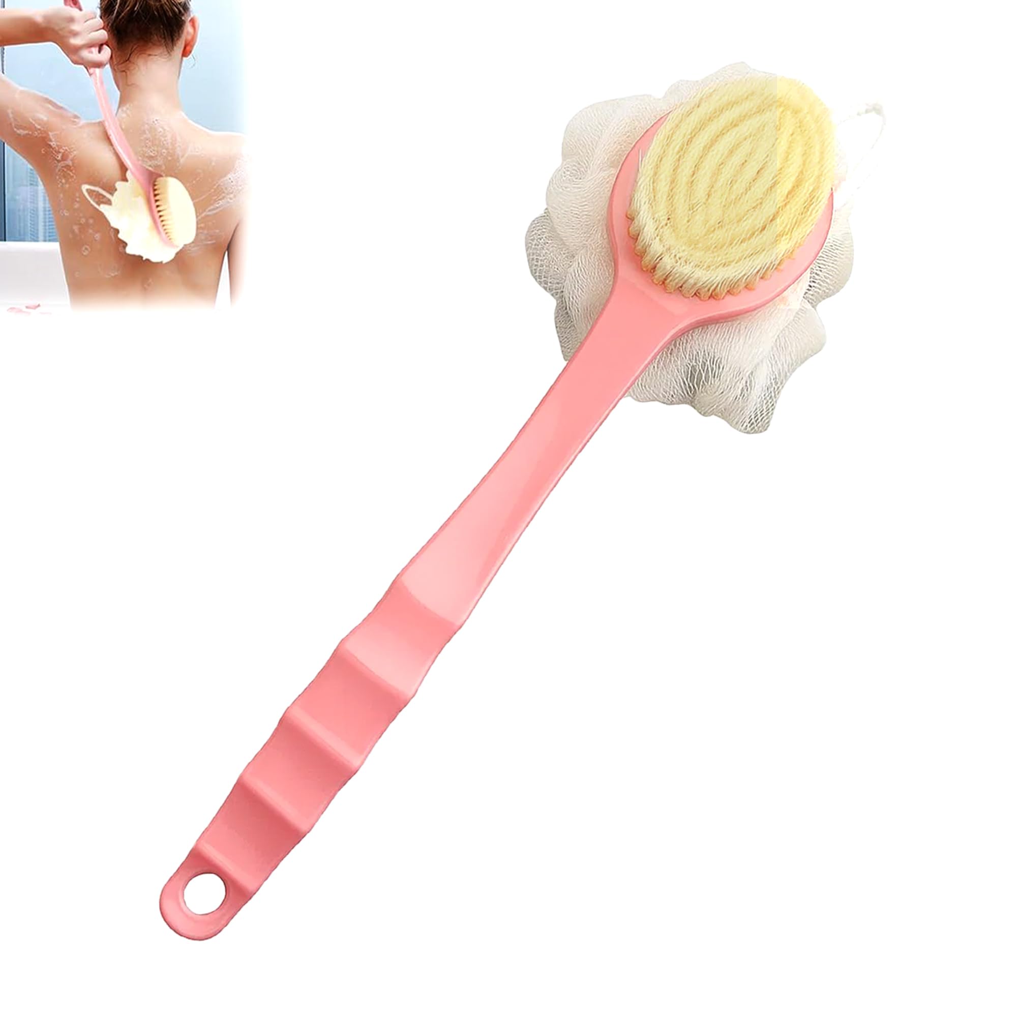 GLUN® 2 in 1 Scrubber Bath Mesh & Sponge Bath Brush, Soft Bristle & Loofah Body Back Scrubber, Body Exfoliating, Suitable for Wet or Dry, Bathing Accessories-image-25