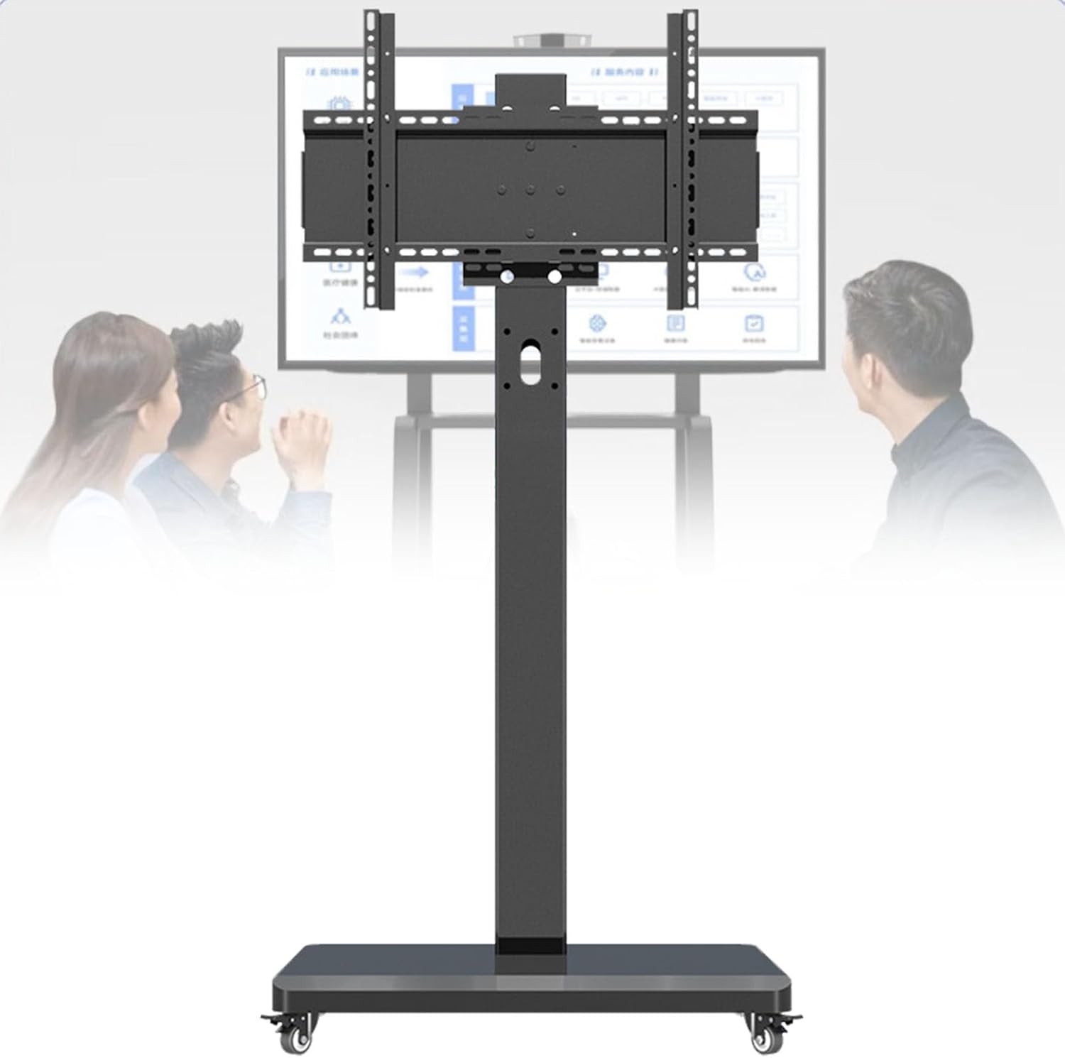 TV Mobile Bracket Manual Lift, Support Horizontal and Vertical Screen 180 ° Switching, Suitable for 32-75 Inches Live Display Stand