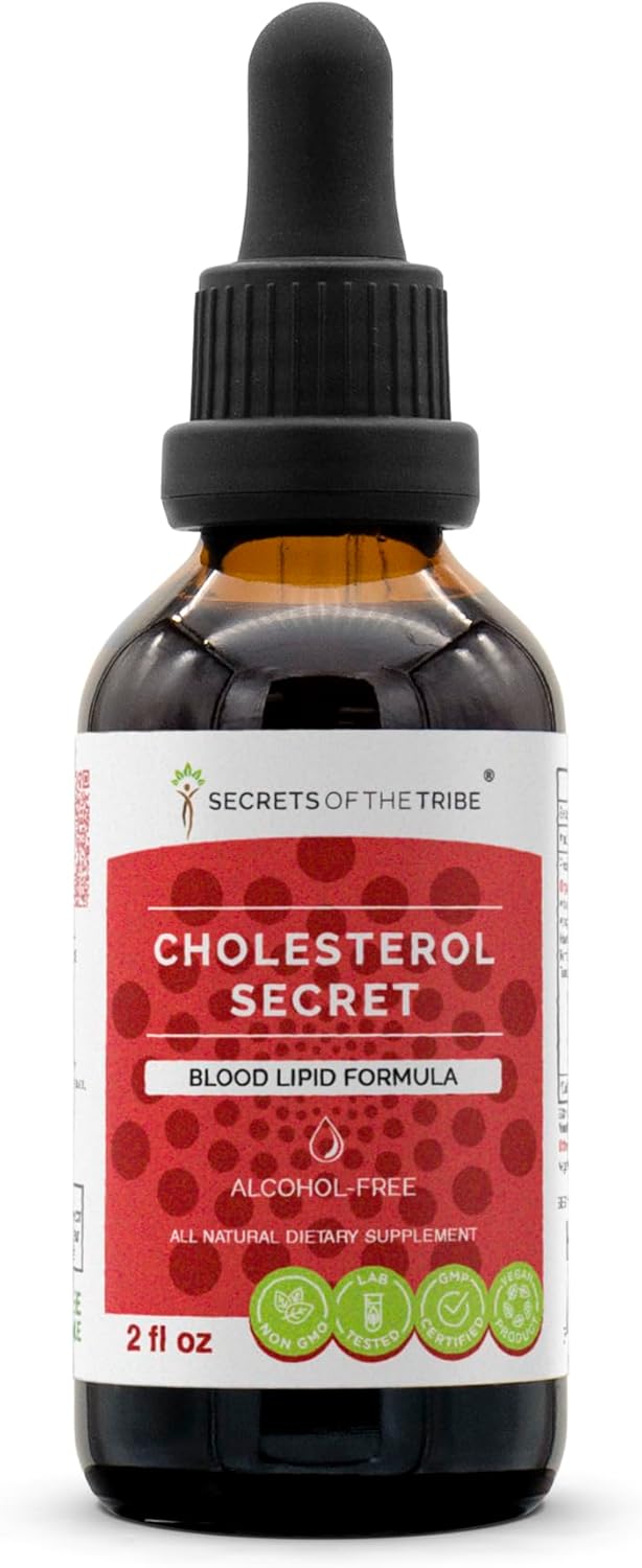 Secrets of the Tribe - Cholesterol Secret, Blood Lipid Formula, Herbal Supplement Blend Drops Alcohol-Free Liquid Extract 4 fl oz