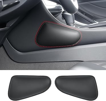 2PCS Car Knee Cushion Pad, Door Armrest Pad with Memory Foam for Knee Leg Elbow, Leather Knife-Shaped Car Armrest Cushion with Full Coverage Velcro, Automotive Interior AccessoriesBlack