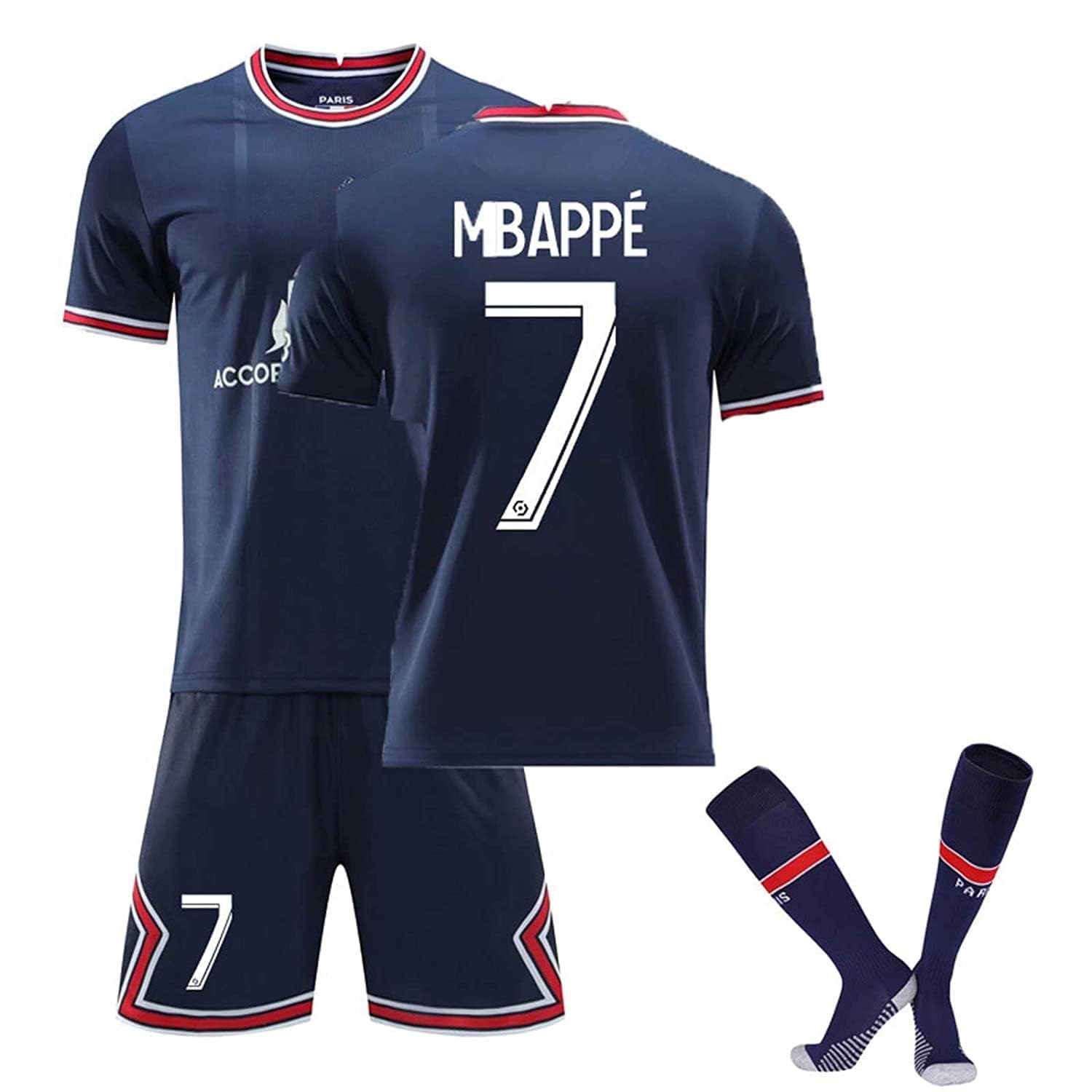 HPIP Football Jersey for Kids Set, Boy Soccer Jerseys Training Suit T Shirt Messi Mbappe Neymar (7,24)