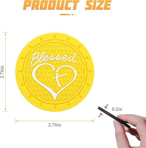 Miniatura 8 de AICEL Paquete de 4 posavasos para automóvil, 2.75 pulgadas, de PVC suave, portavasos para automóvil, posavasos para automóvil, diseño cristiano de