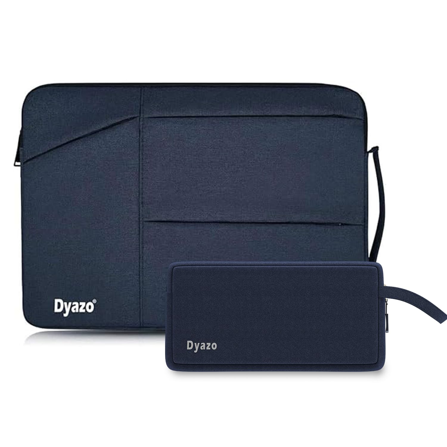 Dyazo 15-15.6 Inch Laptop Sleeve Bag with Three Front Pocket | Water Resistant & Shockproof Protective Cover with Charger Pouch | Compatible for Dell, HP, MacBook, Lenovo, Asus, Acer & More (Blue)