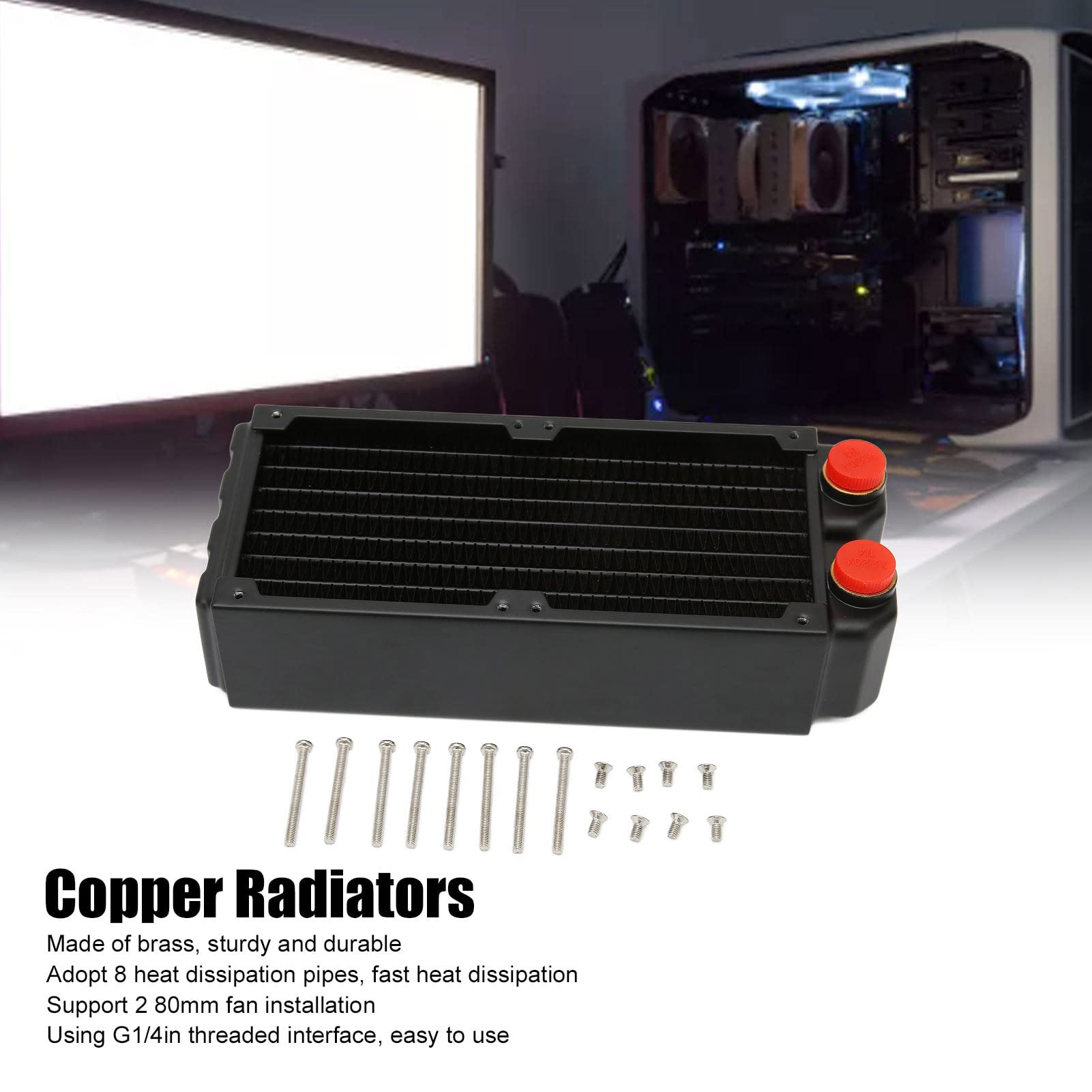 Radiatori in Rame con Eccellente Dissipazione del Calore e Bassa rumorosità per il Raffreddamento del PC Dissipatore di Calore a Doppio Strato da 45 Mm con 8
