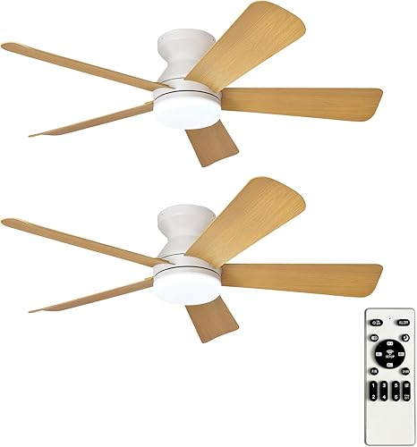 Miniatura 17 de Depuley Ventilador de techo moderno con luz: ventiladores pequeños blancos de 42 pulgadas para dormitorio interior y exterior - Ventiladores de