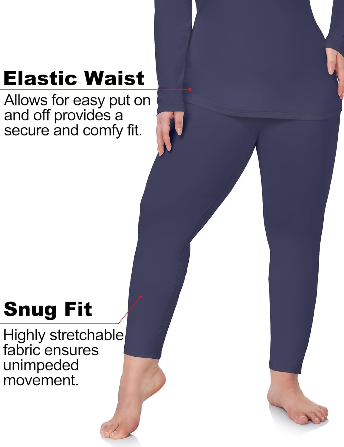 COOTRY Plus Size Thermal Underwear for Women Mock Neck Long Johns Base Layer Winter Top and Bottom Sets - Image 3