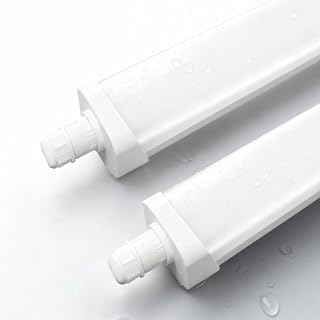 LED Feuchtraumleuchte 120CM,IP65 Wasserfest,36W 6600LM 4000K Neutralweiß,Deckenleuchte Röhre in Reihenschaltung, SDCM＜6, Ra＞80, Feuchtraumlampe für Garage,Lagerhaus,Büro,Keller - 2 Stück