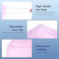 Vista 4 de Mascarillas de seguridad desechables con cintas elásticas para las orejas, de 5 capas, transpirables, cómodas, envueltas individualmente, 6