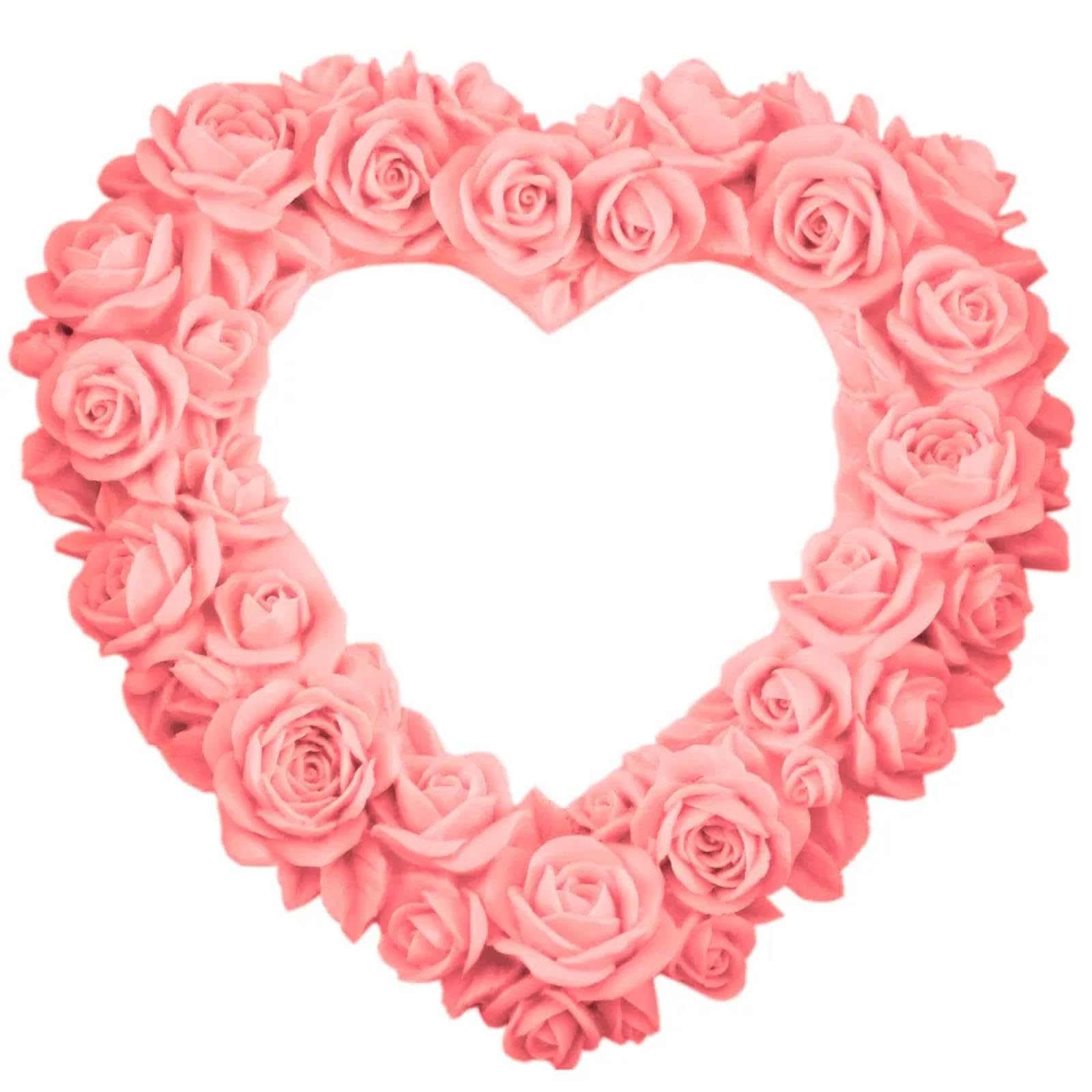 Moules en silicone pour savons - 16,5 x 15,8 x 2 cm - En forme de cœur et de rose - Pour gâteau de mariage - Outils de décoration de gâteaux - Moules à chocolat