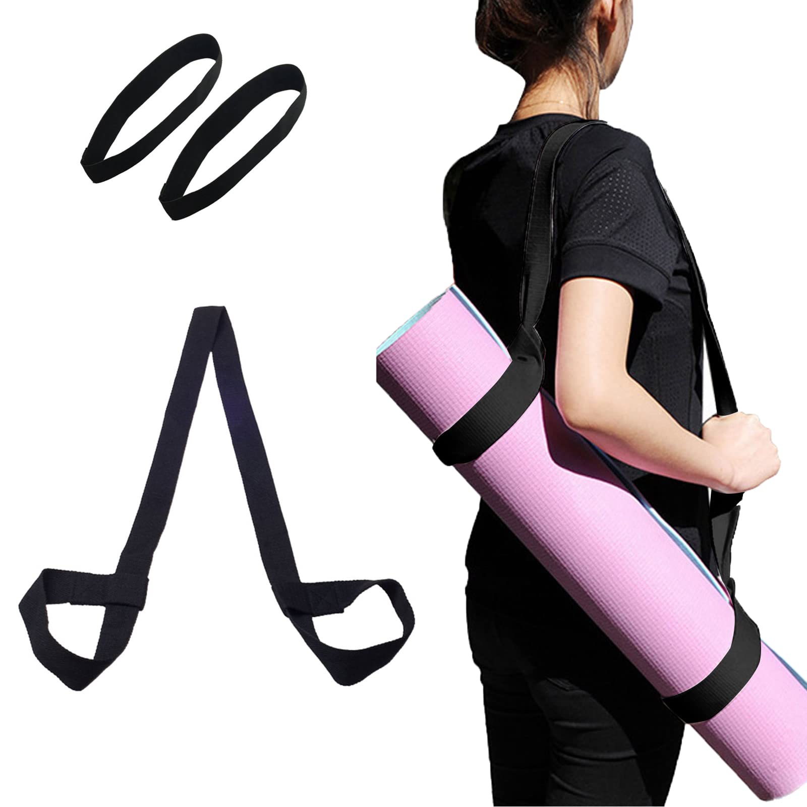 Porta Esterilla Yoga,Correa Transporte Esterilla Yoga,Correa para Esterilla de Yoga,Con 1 par de bandas elásticas,Para correa de transporte de algodón para esterilla de yoga y tapete de ejercicio