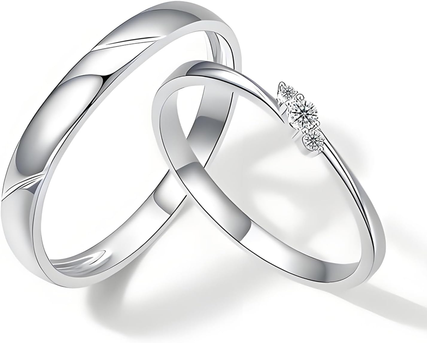 s925 10K 14K 18K Solid Gold Couple Wedding Ring Sets, Moissanite Matching Engagement Rings Set for Men and Women, Customized His and Hers Promise Rings Free Engraving for Anniversary