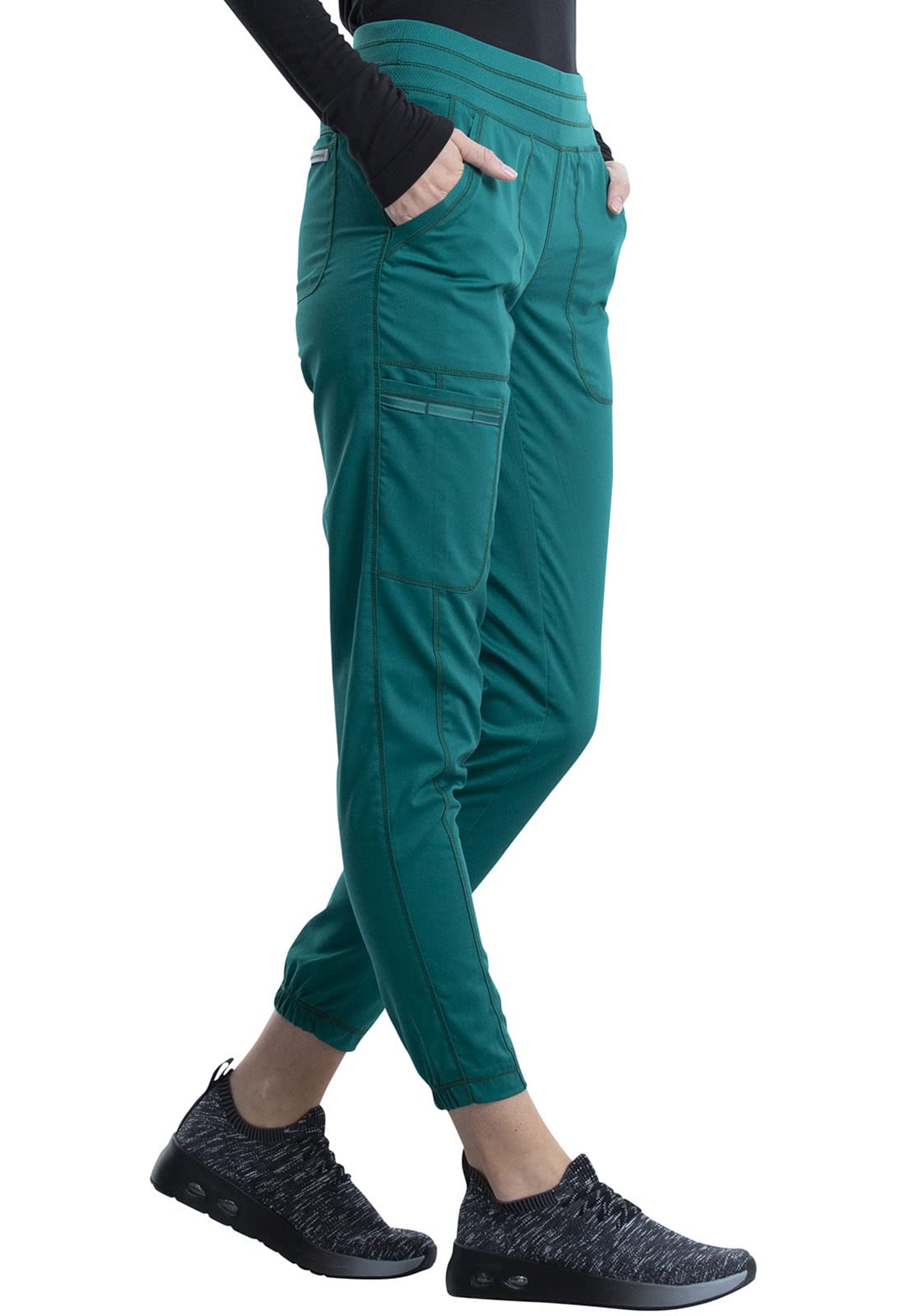 Cherokee Damen Kasack Hose Revolution - Jogger Stil mit Taschen - WWE011 | 5 Taschen, natürliche Leibhöhe, Mischgewebe-Twill, weicher 2-Wege-Stretch, Mesh-Bund für aktive Schichten
