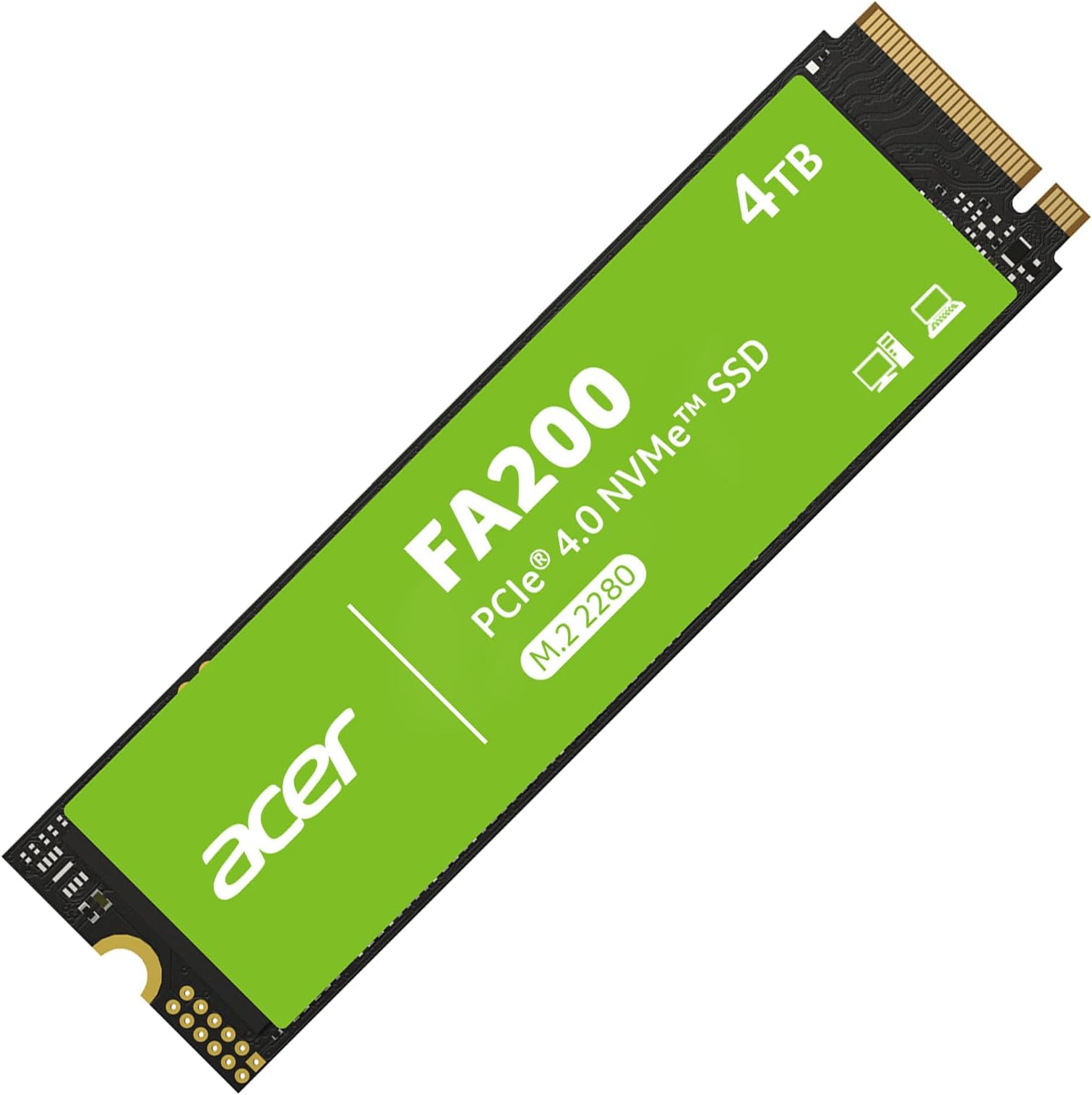 acer FA200 M.2 2280 SSD 4TB: PCIe 4.0 NVMe Gen4x4 with HMB & SLC, Up to 7200 MB/s Read Speed, Internal Solid State Drive for Laptop, Desktop PC & PS5 Compatible
