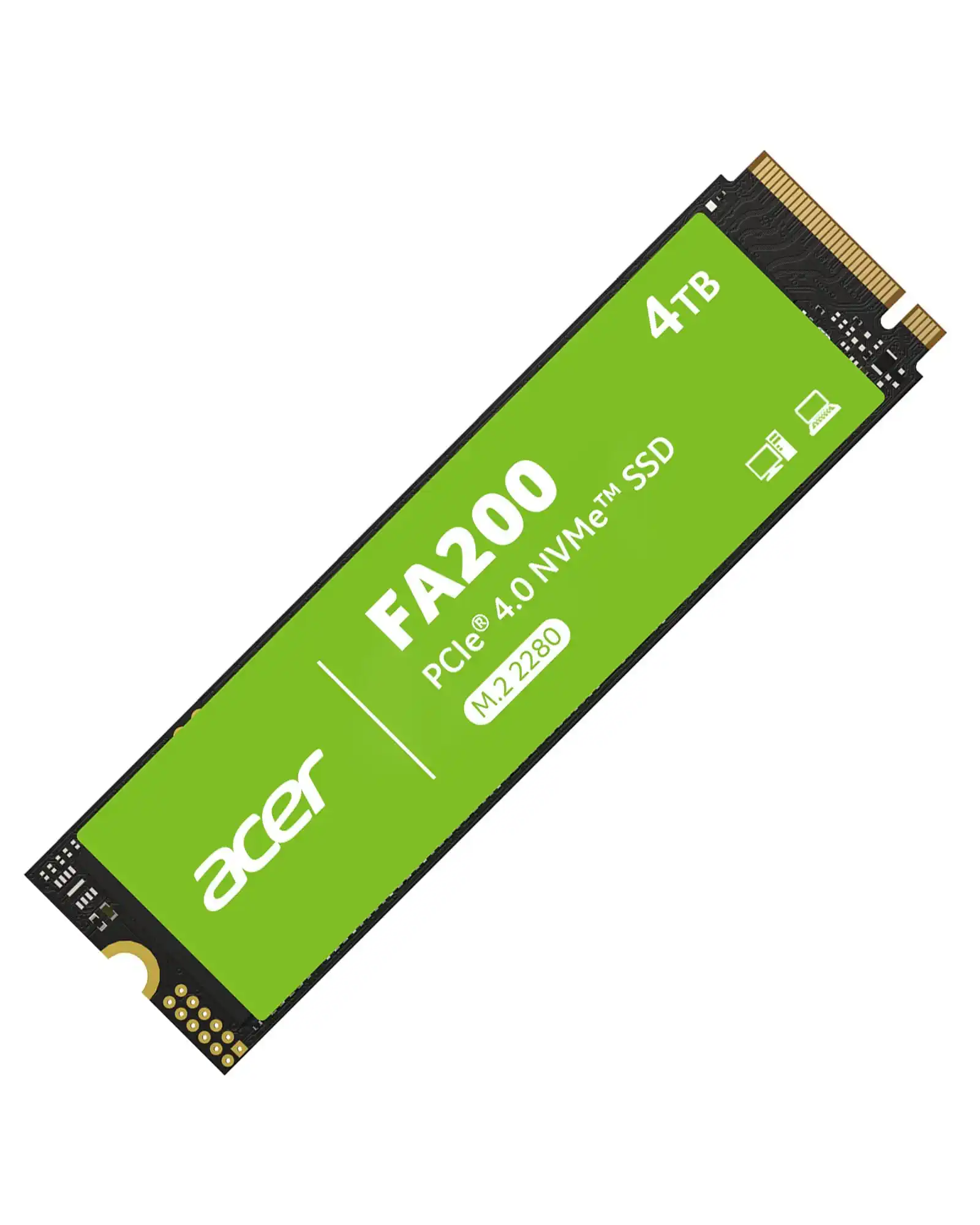 acer FA200 PCIe 4.0 NVMe SSD 4TB: bis zu 7200 MB/s Lesegeschwindigkeit, Gen4x4 M.2 2280 Interne Festplatte mit HMB & SLC – Solid State Drive für Laptop/Desktop PC/Gaming (PS5 Kompatibel)