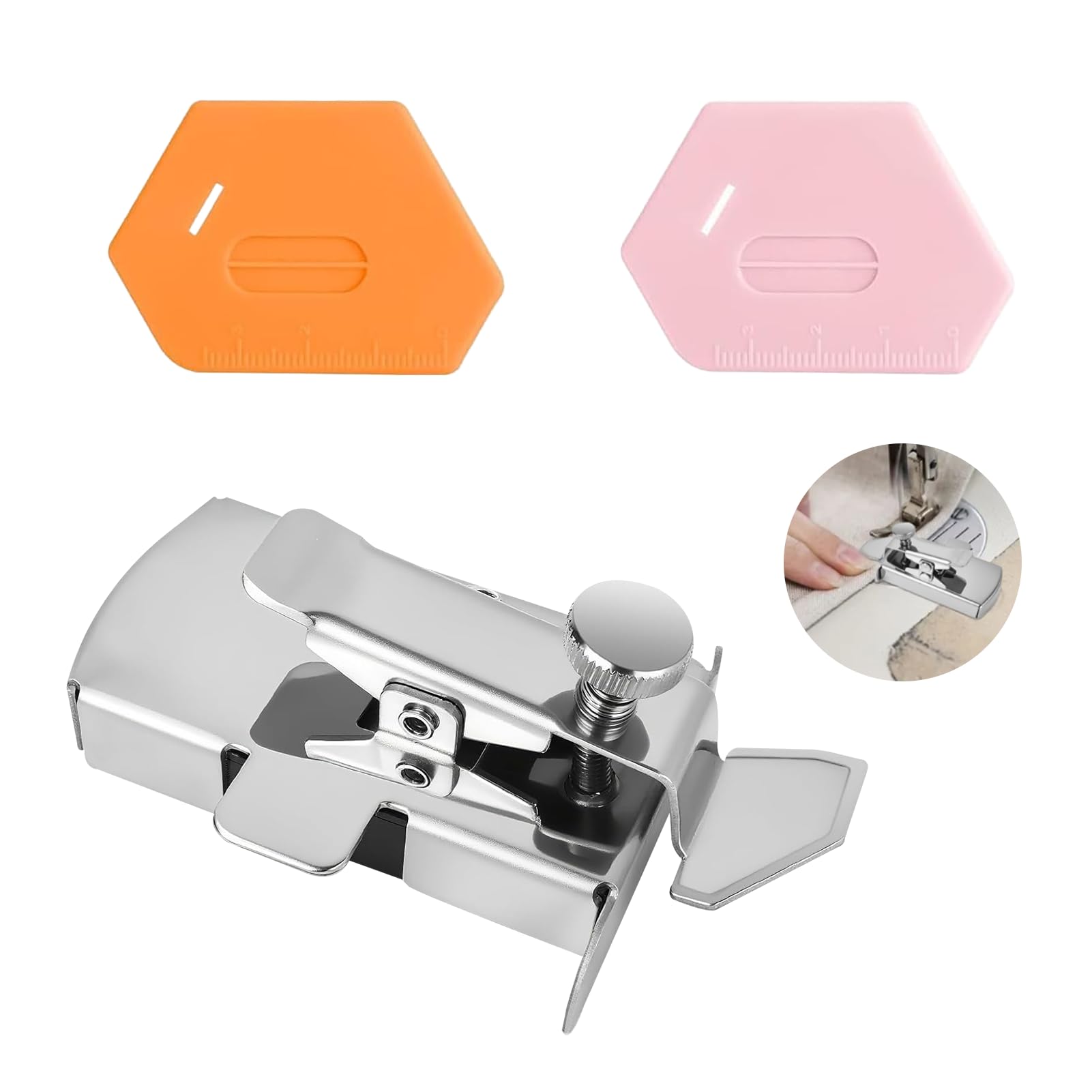 3Pcs Magnetic Seam Guide with Clip, Sewing Machine Quilting Accessories Tools, Multifunctional Anti-Curl Measuring Tool Sewing Accessory, Seam Guide for Singer, Brother, Overlocker Sewing Machine