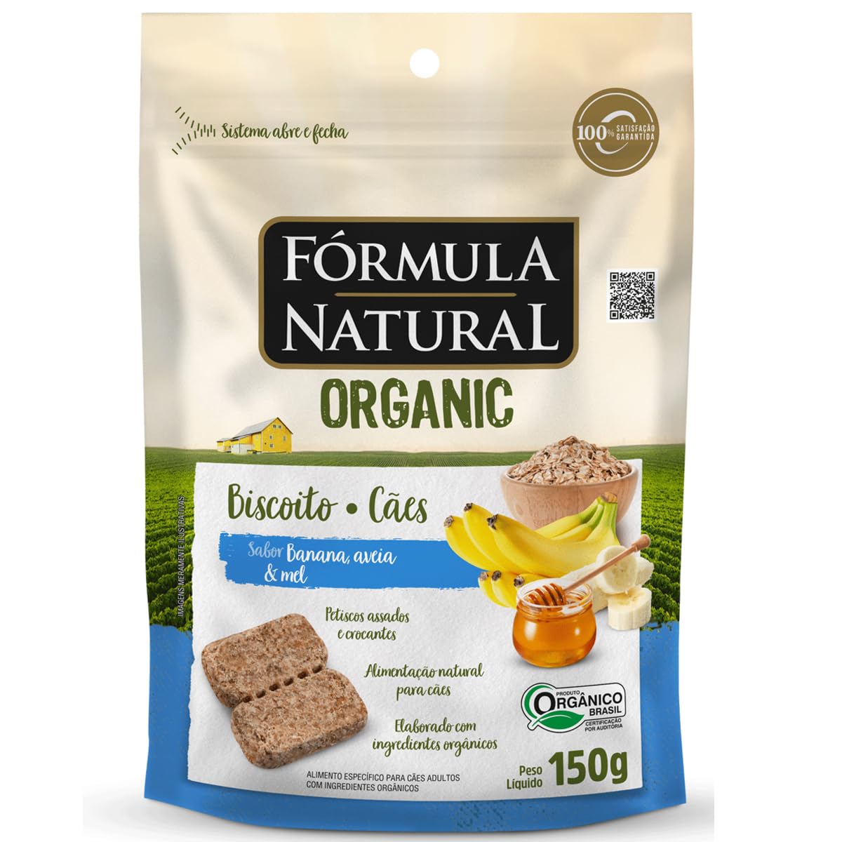 Formula Natural Biscoito Organic Cães Banana Aveia e Mel 150g