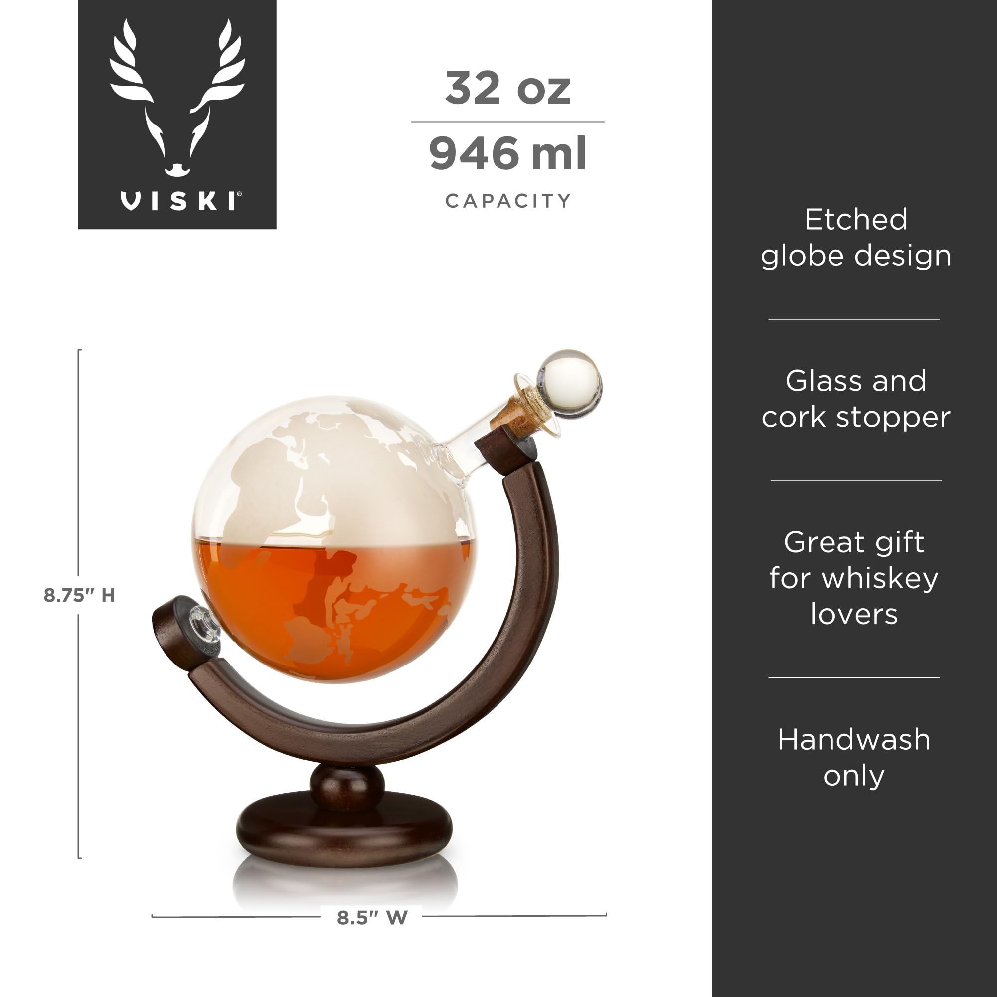 Amazon.co.jp: Viski Globe クリスタルウイスキーデカンタグラス