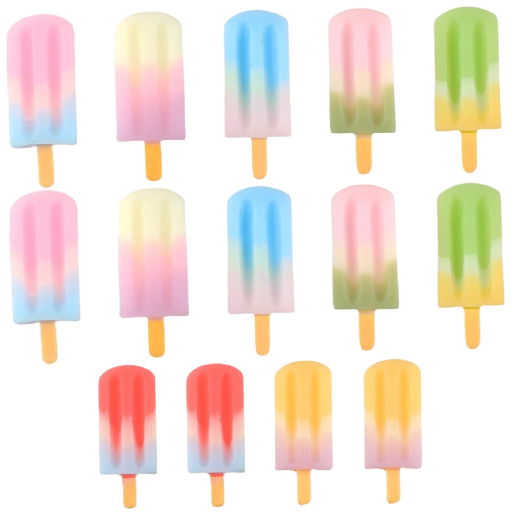 Faroby 14Pcs Artificial Ice Cream, Realistic Simulation Artificial Ice Cream Props Resin Food Popsicles Model for Home Shops Staging Decoration Display