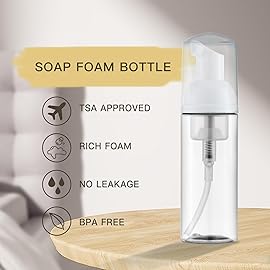 Tekson Soap Foam Bottle (60ml, 2 fl oz), Empty Travel Foaming Lash Shampoo for Cleanser, Dispenser (Clear, Pink, Purple)